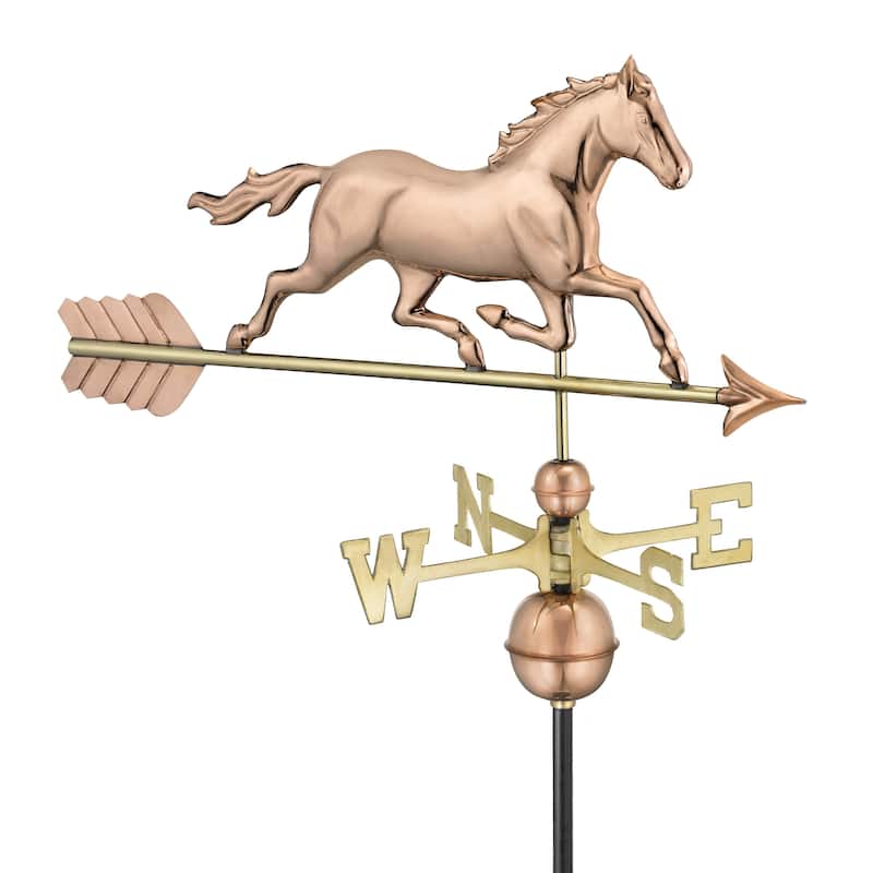 Good Directions Trotting Horse Polished Copper Weathervane