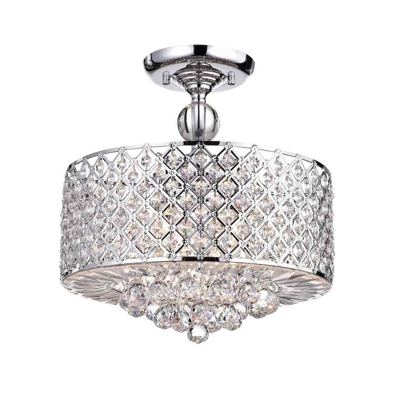 Jereon Chrome Cross Hatch Round Ceiling Lamp