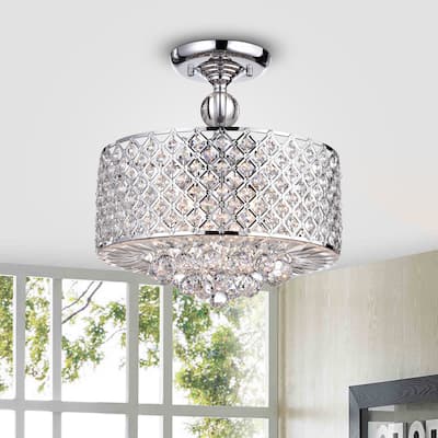 Jereon Chrome Cross Hatch Round Ceiling Lamp
