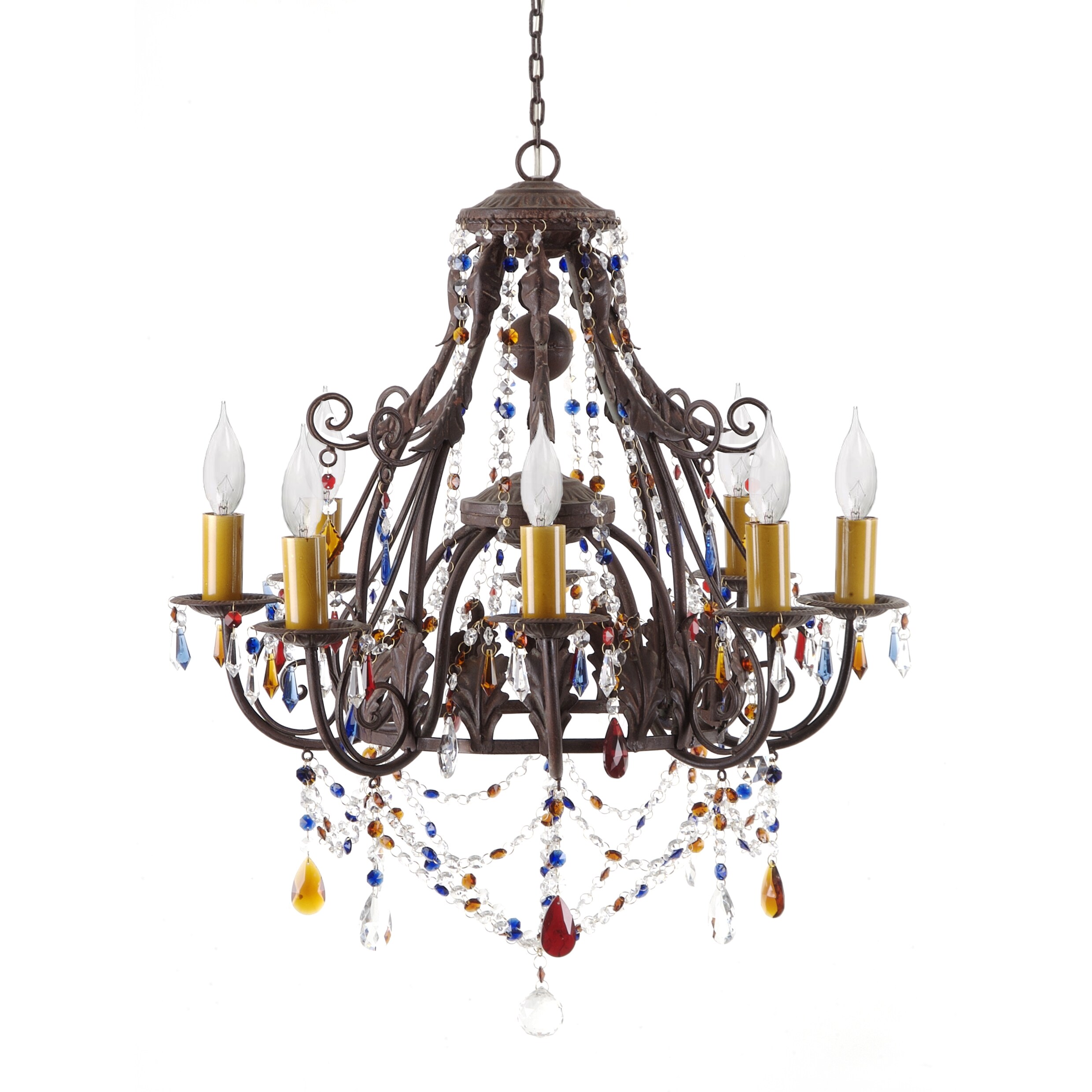 Multicolored Wrought Iron 8-light Leaf Chandelier (Size) - Chandeliers For Bedrooms by Overstock.com