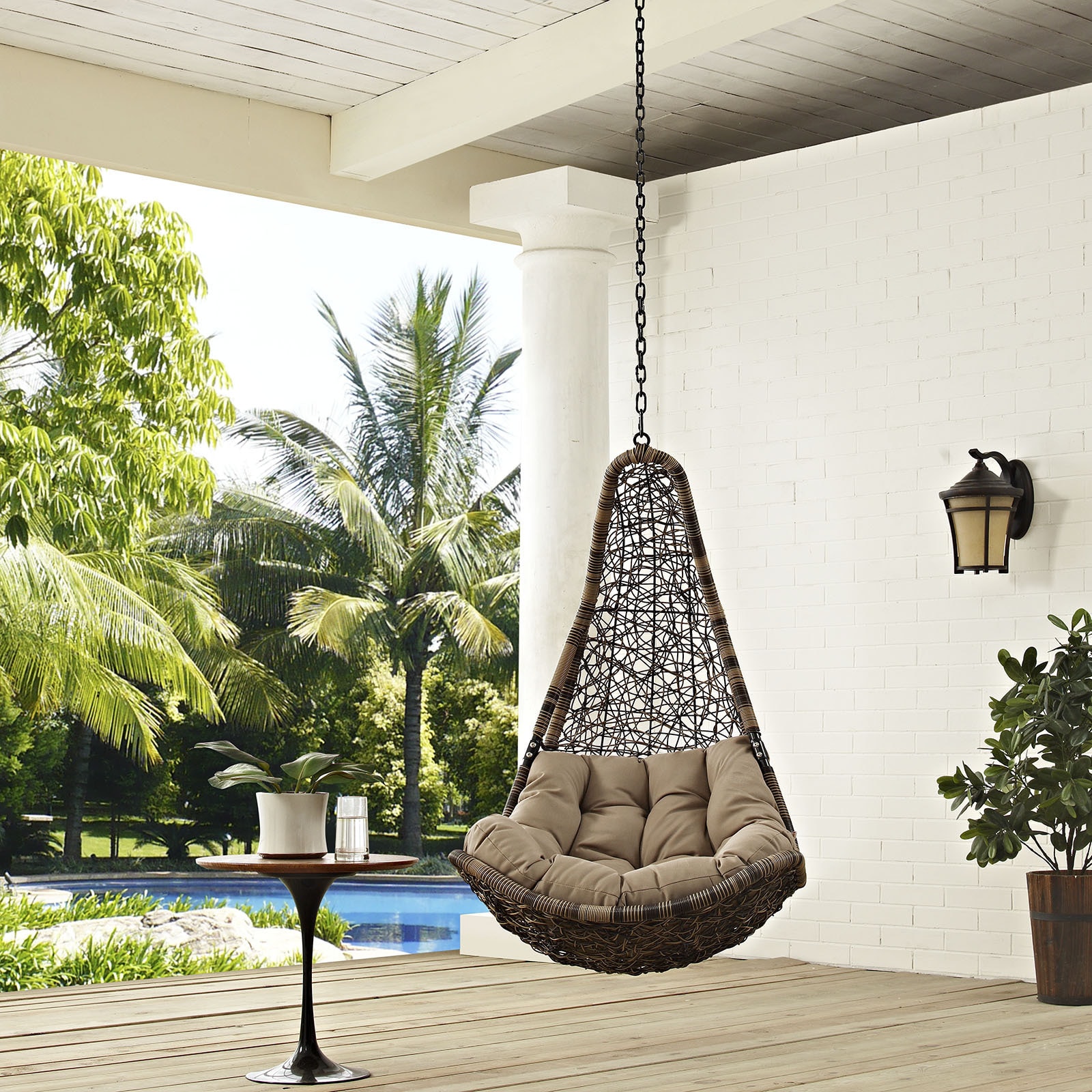 modway abate outdoor patio swing chair