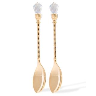 Matashi 24K Gold Plated Crystal Topped Dessert Spoon Gift for Christmas Housewarming Present Decorative Servware
