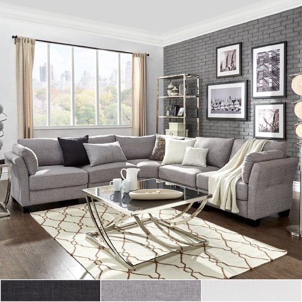 Elize L-Shaped 5-Seat Linen Fabric Modular Sectional Seating by iNSPIRE Q Bold