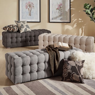 Knightsbridge Linen Fabric Tufted Bench by iNSPIRE Q Artisan
