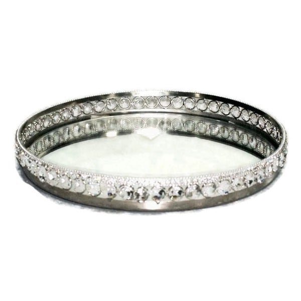 Shop Heim Concept Sparkle Round Mirror Tray with Beaded Crystals Dia ...