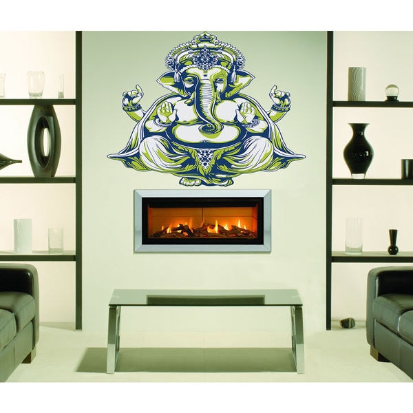 shop full color yoga indian elephant sticker, elephant decal, wall