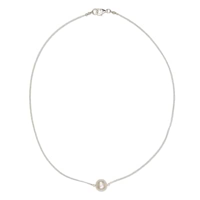 Handmade Sterling Silver 'Floating Pearl' Cultured Pearl Necklace (10 mm) (Mexico)