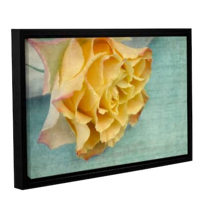 Cora Niele's ' Yellow Rose' Gallery Wrapped Floater-framed Canvas