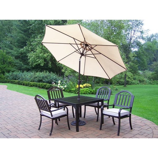 Shop Hometown 7-Piece Outdoor Dining Set with 9 ft Beige Umbrella