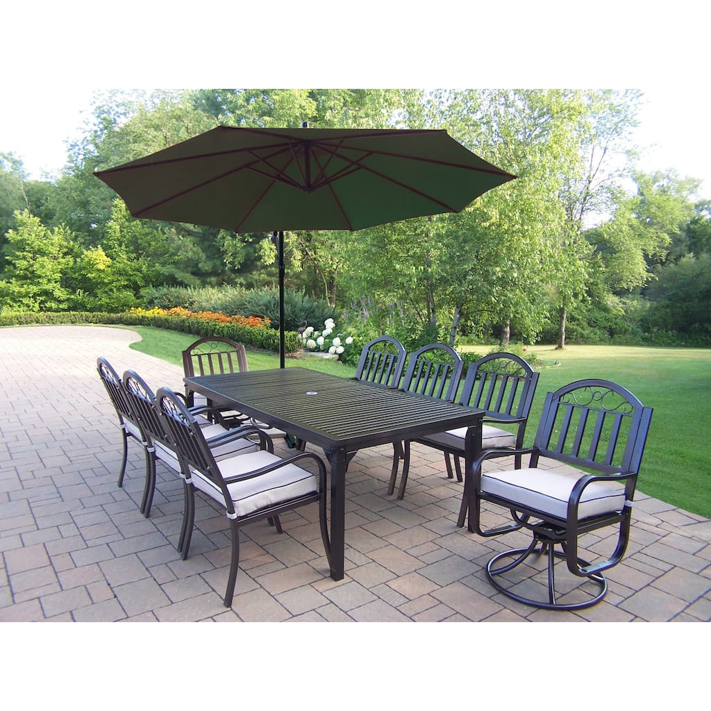 Dining Set with Table, 6 Chairs, 2 Swivel Chairs, Umbrella and Base