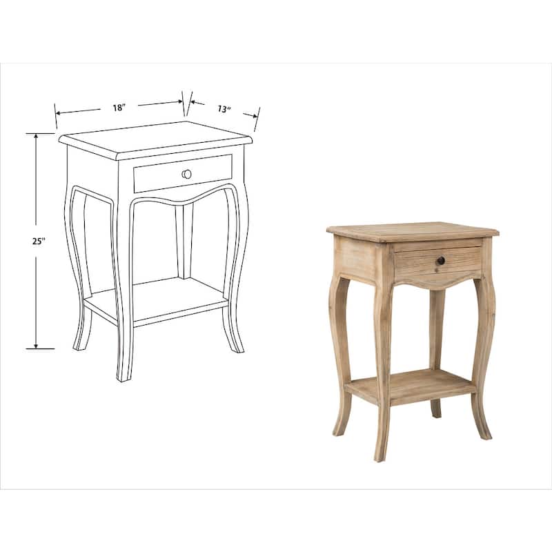 Natural Unfinished Solid Wood Side Table With Drawer by East at Main