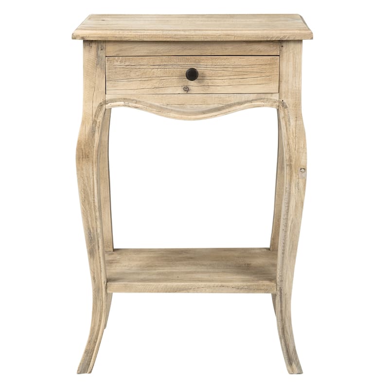 Natural Unfinished Solid Wood Side Table With Drawer by East at Main