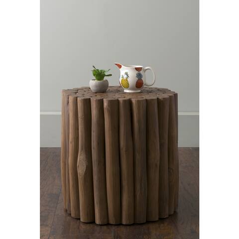 East At Main's Mathiston Brown Round Teakwood Accent Table/Stool