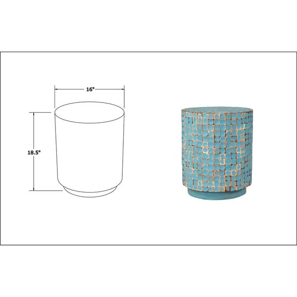 Blue Coconut Shell Drum Accent Table On Sale Overstock