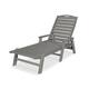 POLYWOOD Nautical Outdoor Chaise Lounge with Arms, Stackable - Slate Grey