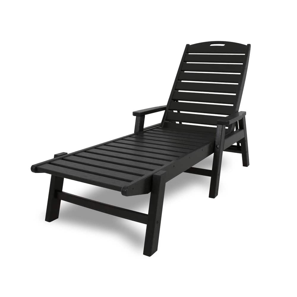 POLYWOOD Nautical Outdoor Chaise Lounge with Arms, Stackable