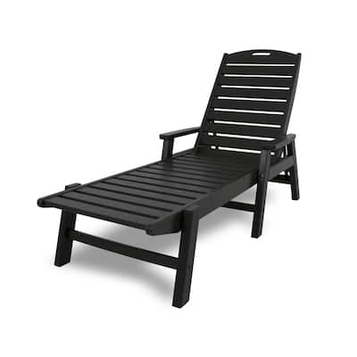 POLYWOOD Nautical Outdoor Chaise Lounge with Arms, Stackable