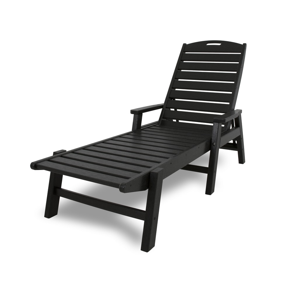 POLYWOOD Nautical Outdoor Chaise Lounge with Arms, Stackable