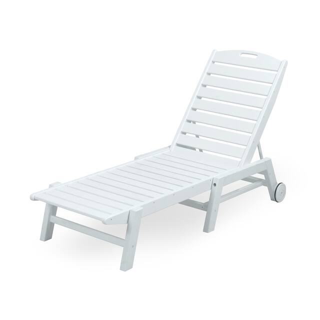 POLYWOOD Nautical Wheeled Stackable Chaise Lounge - White
