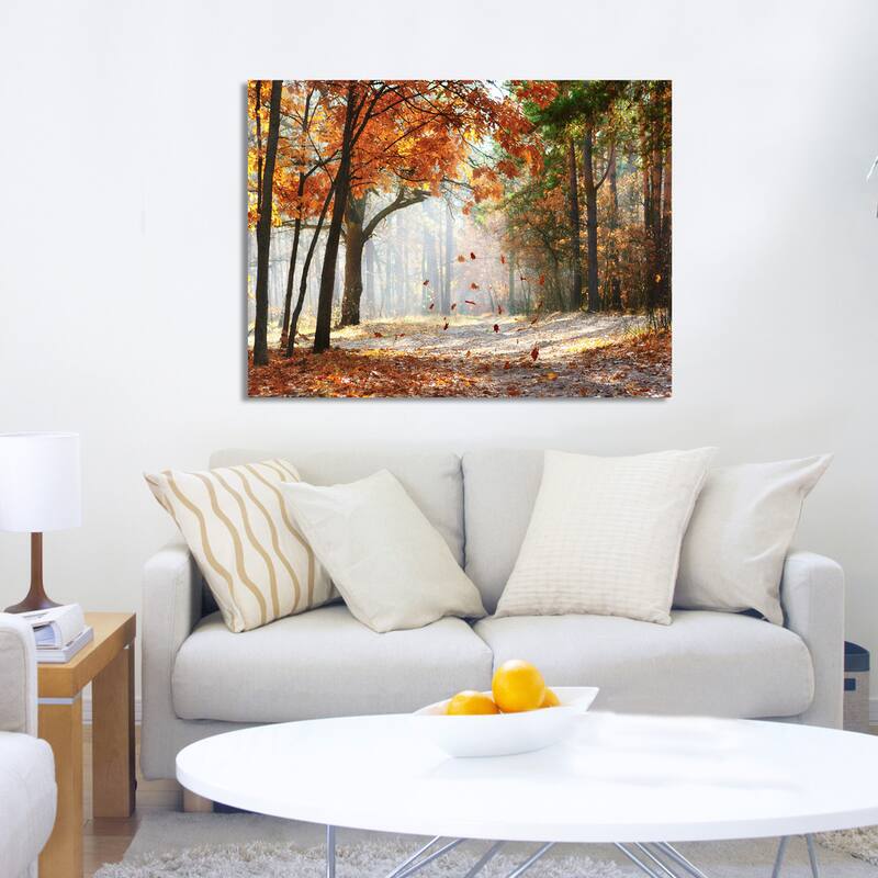 "Falling oak leaves" Giclee Print Canvas Wall Art