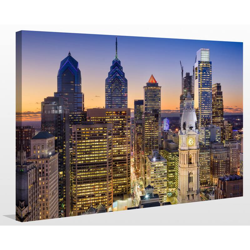 "Philadelphia, Pennsylvania, USA Downtown Skyline" Giclee Print Canvas Wall Art