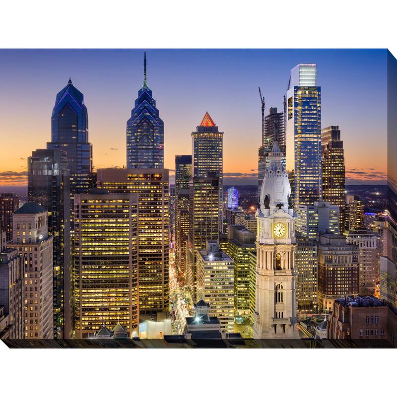 "Philadelphia, Pennsylvania, USA Downtown Skyline" Giclee Print Canvas Wall Art