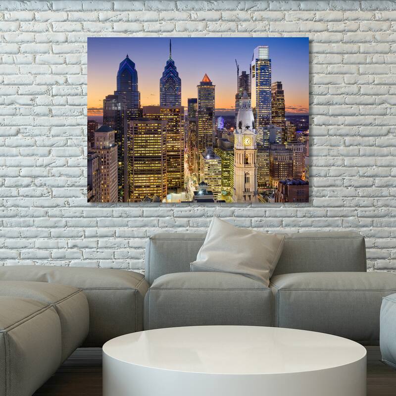 "Philadelphia, Pennsylvania, USA Downtown Skyline" Giclee Print Canvas Wall Art