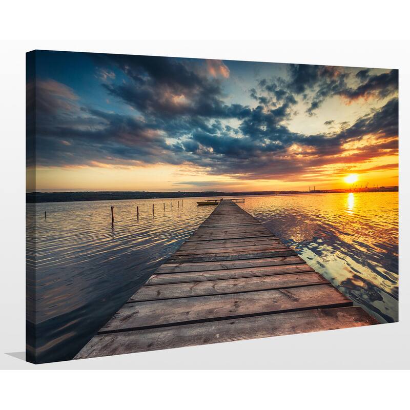 "Small Dock and Boat 2" Giclee Print Canvas Wall Art