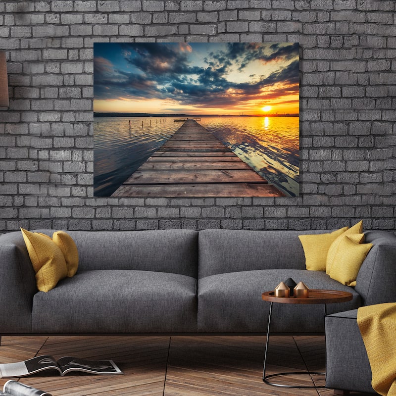"Small Dock and Boat 2" Giclee Print Canvas Wall Art