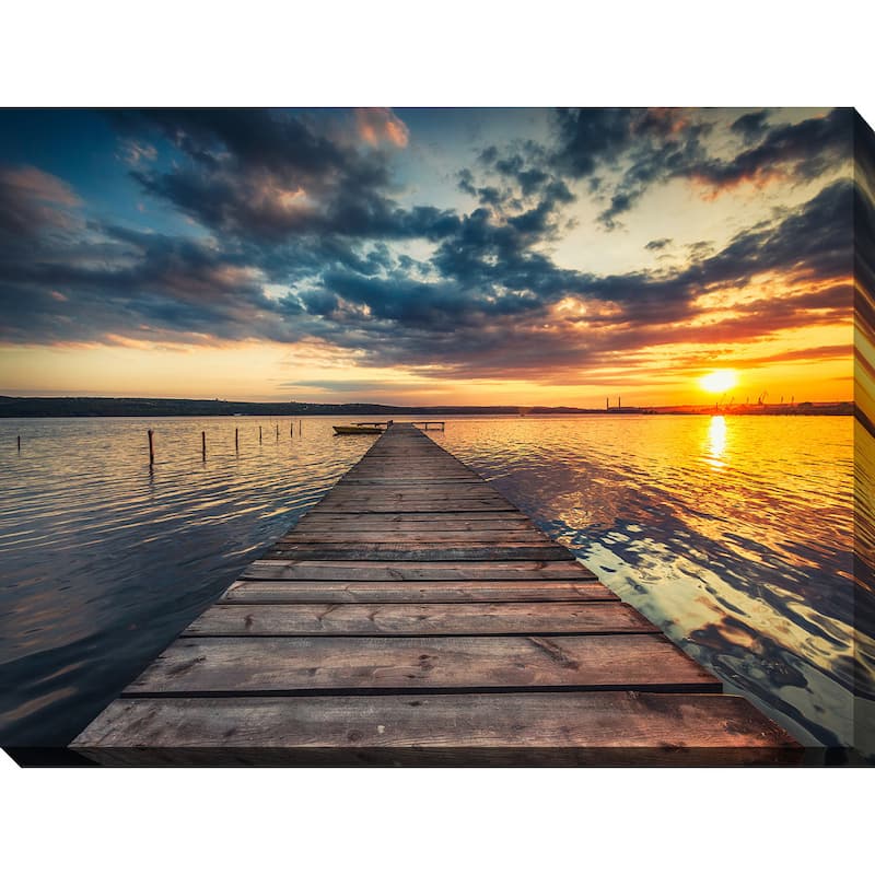 "Small Dock and Boat 2" Giclee Print Canvas Wall Art