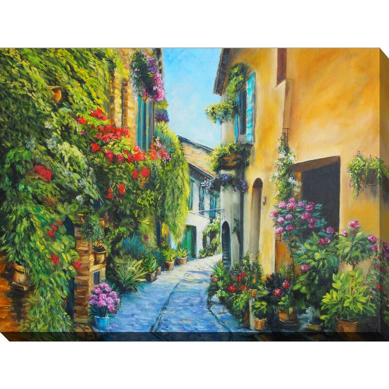 "Flower Street in Italy" Giclee Print Canvas Wall Art