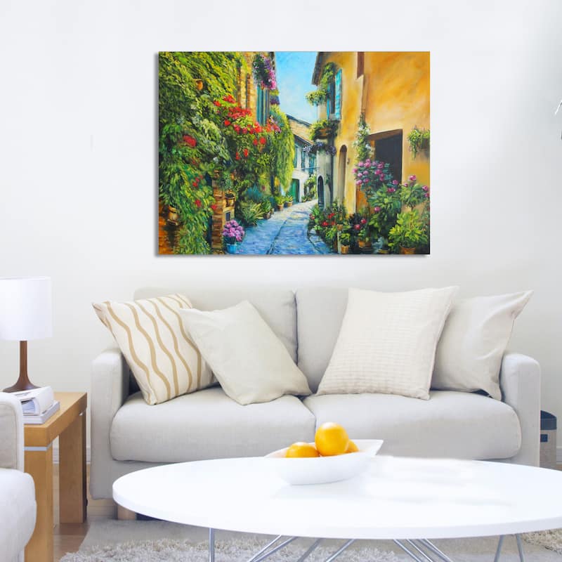 "Flower Street in Italy" Giclee Print Canvas Wall Art