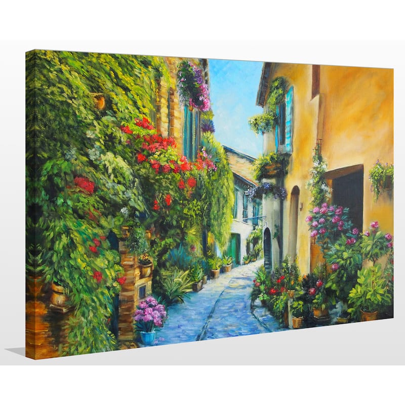 "Flower Street in Italy" Giclee Print Canvas Wall Art