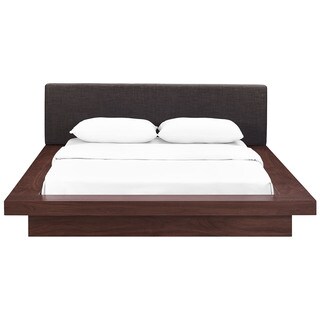 Freja Fabric Platform Bed in Walnut Latte