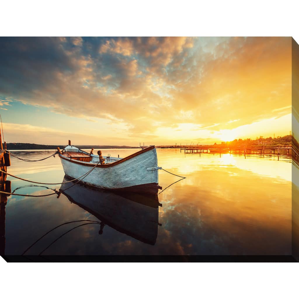 "Boat on lake" Giclee Print Canvas Wall Art