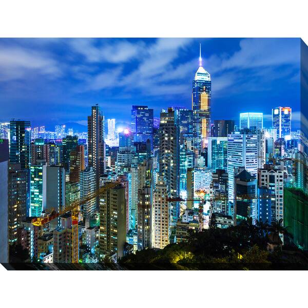 "Hong Kong city at night II" Giclee Print Canvas Wall Art Bed Bath