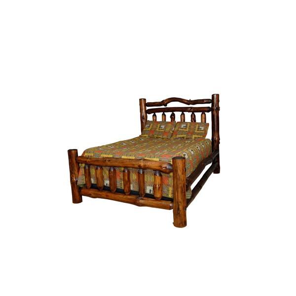 Shop Rustic Pine Log Double Top Rail Bed Michael S Cherry Stain