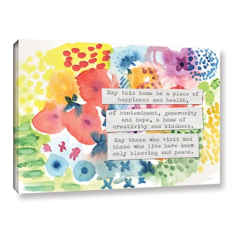 Linda Woods's 'Jewish Home Blessing Floral' Gallery Wrapped Canvas - Multi