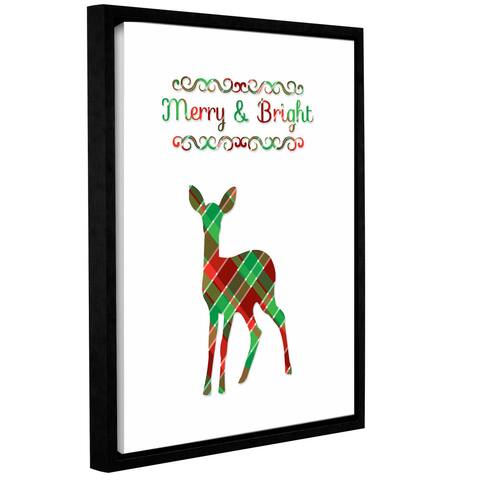 Tara Moss's 'Plaid Deer Merry and Bright' Gallery Wrapped Floater-framed Canvas