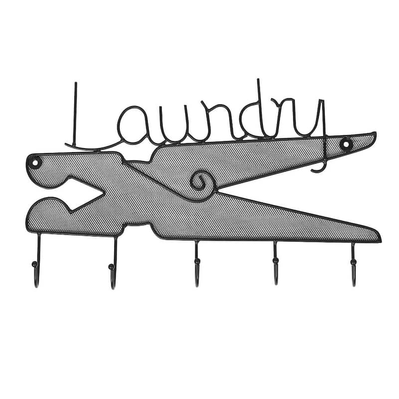 'Laundry' 5-hook Metal Wall-mounted Wall Hanging Organizer