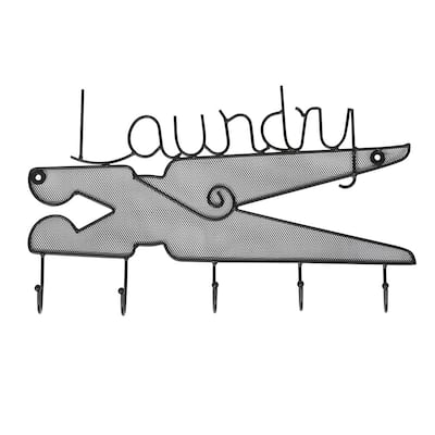 'Laundry' 5-hook Metal Wall-mounted Wall Hanging Organizer