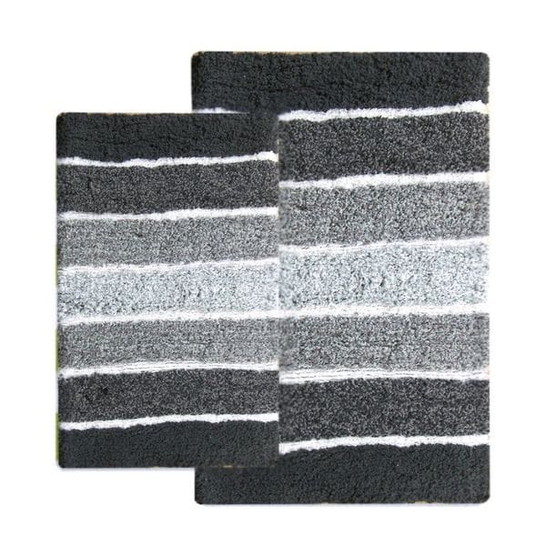 Shop Benzara Cordural Grey Charcoal Cotton Mixed Bath Rug Set Set