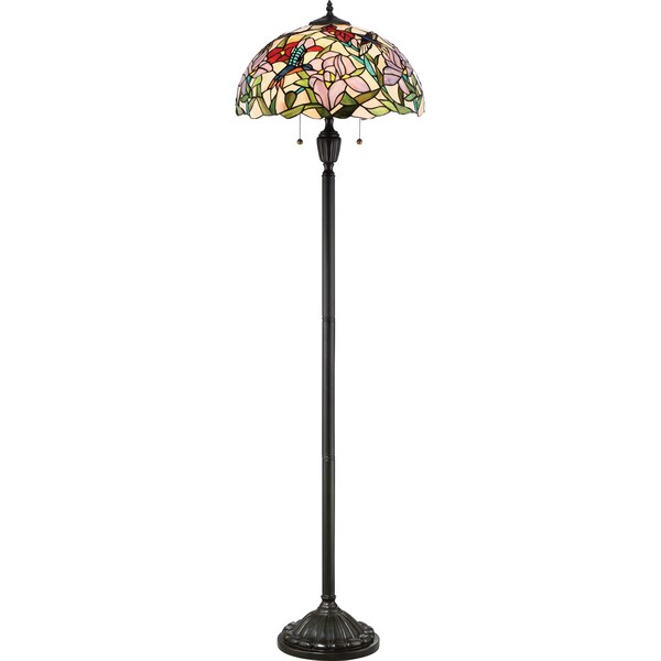 Quoize Hummingbird Bronze Resin and Glass Floor Lamp