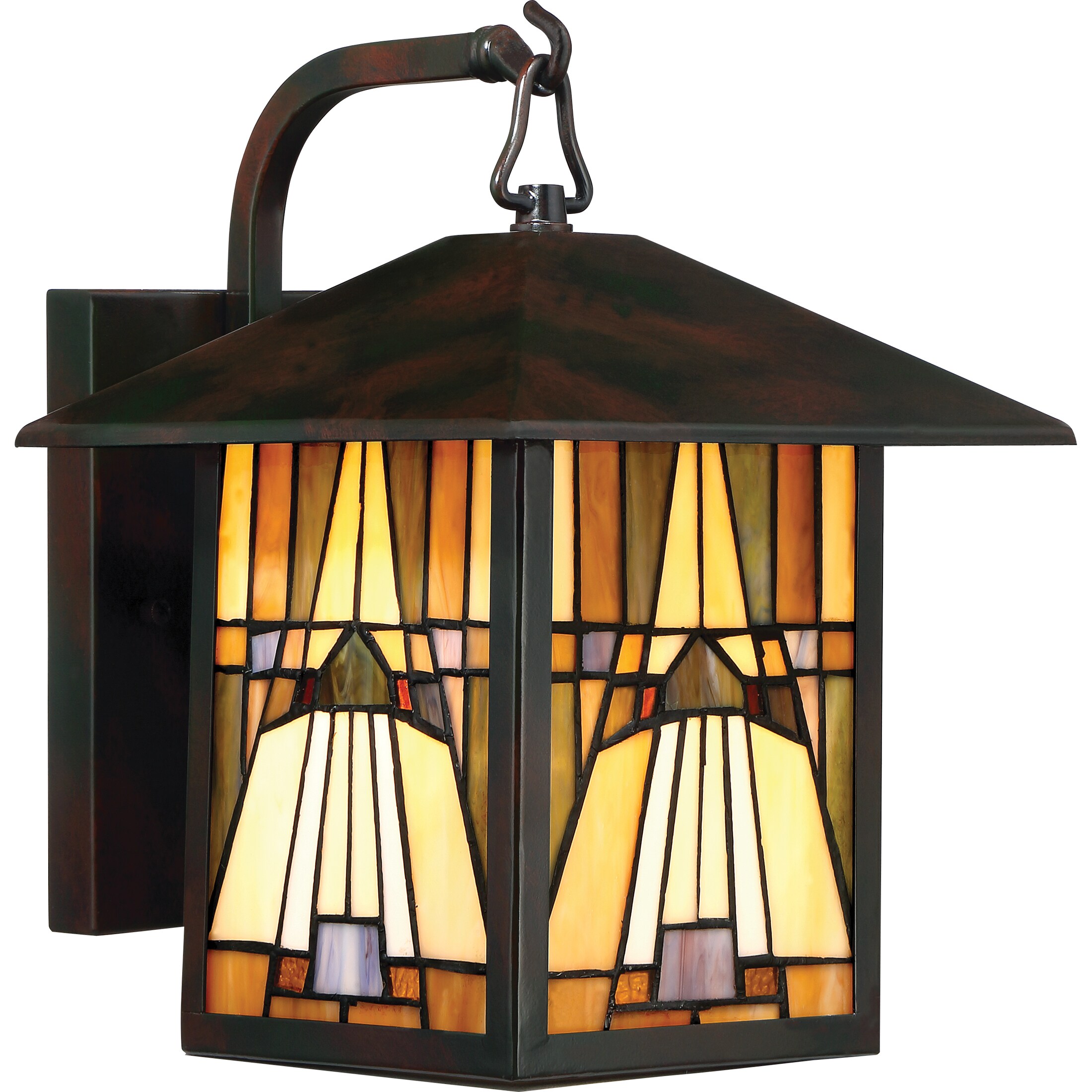 Copper Grove Cornelius Valiant Bronze Finish Multicolored Glass Medium Wall Lantern