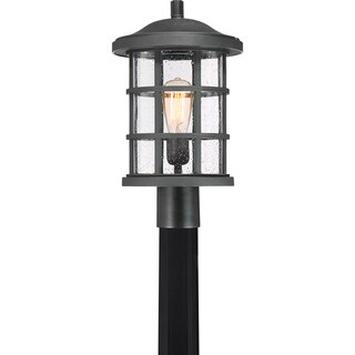 Quoize Crusade Black Finish Seed Glass Large Post Lantern
