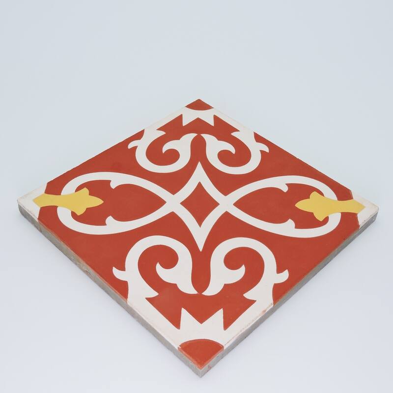 Handmade Agadir Red, Yellow, White Tile, Pack of 12 (Morocco)