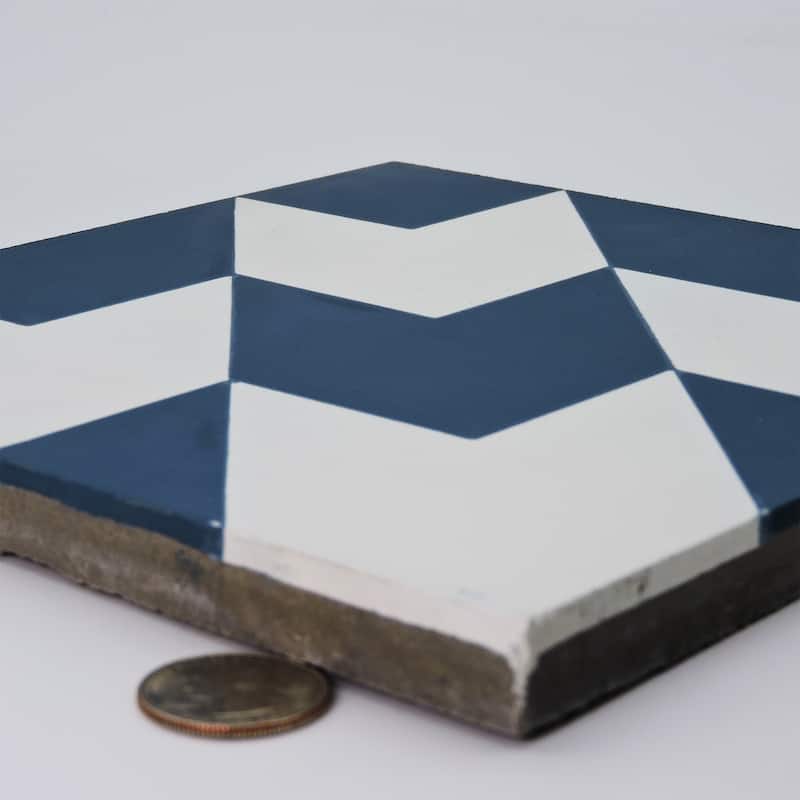 Handmade Oujda in Navy Blue and White Tile, Pack of 12 (Morocco)