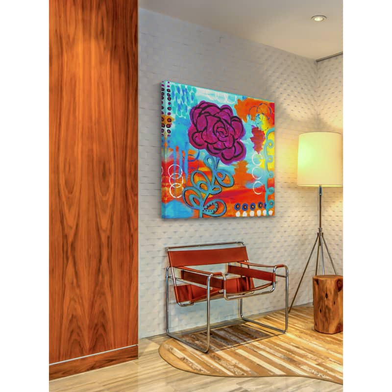 Marmont Hill - 'Purple Flower' by Jill Lambert Painting Print on Wrapped Canvas - Multi-Color