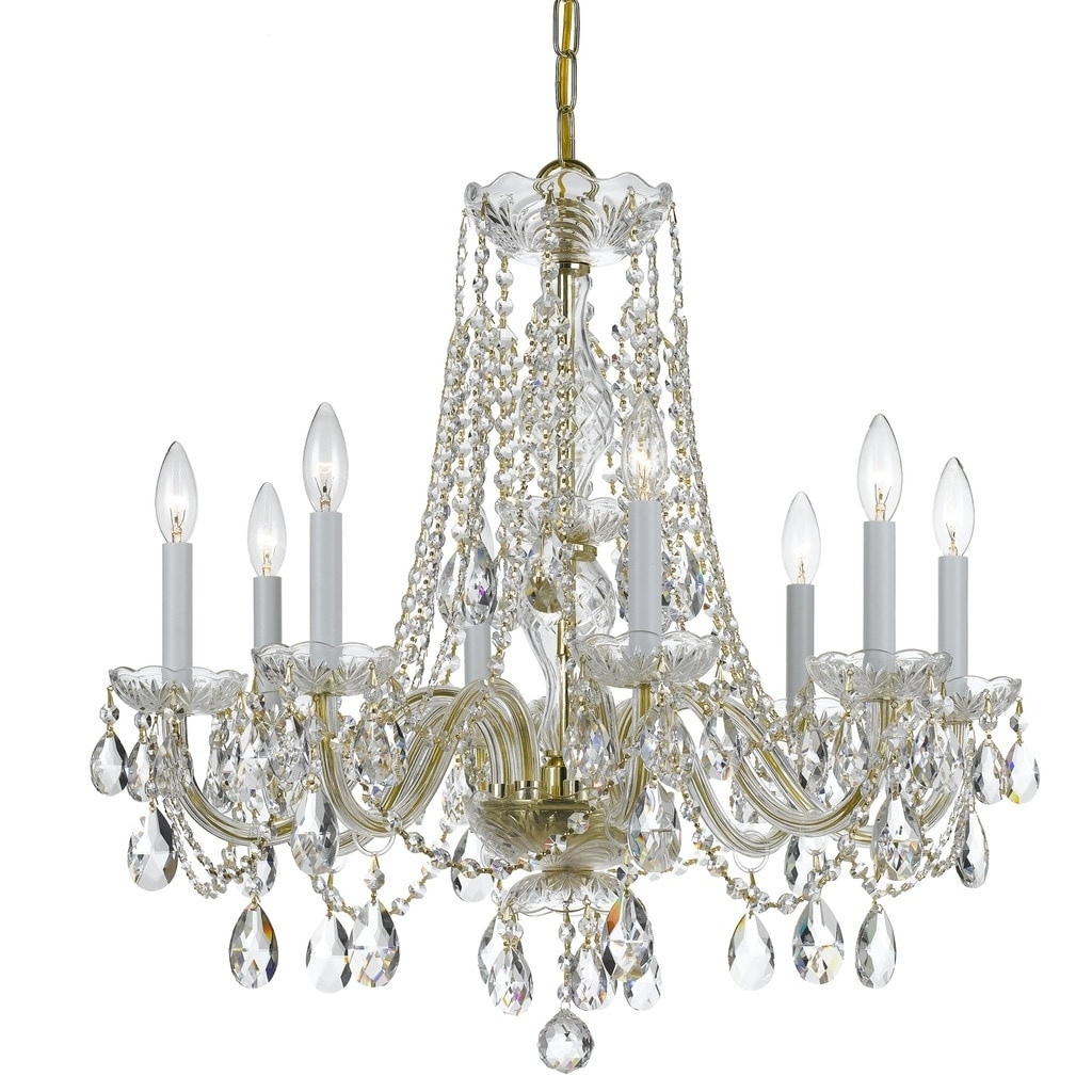 Crystorama Traditional Crystal 8-light Brass/Swarovski Strass Crystal Chandelier - Chandeliers For Bedrooms by Overstock.com