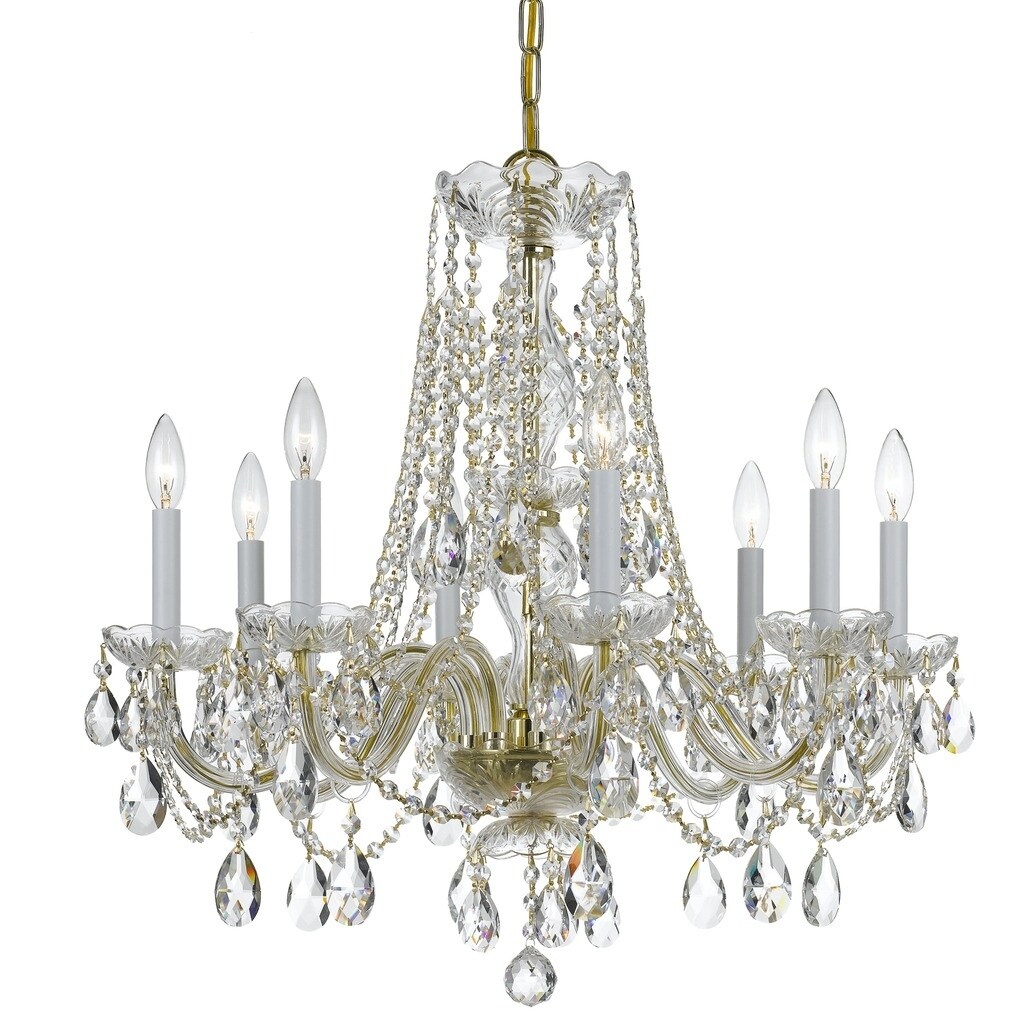 Crystorama Traditional Crystal 8-light Brass/Crystal Chandelier - Chandeliers For Bedrooms by Overstock.com